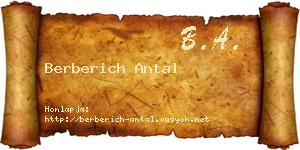 Berberich Antal névjegykártya